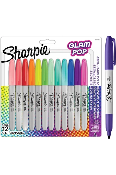 Sharpie Permanent Markör Kalem Fine Glam Pop 12 Renk 2198780 ürün görseli 1