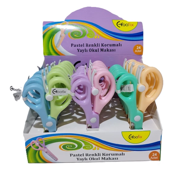 Bafix Okul Makası Korumalı Yaylı 13,5 Cm Pastel Renkli Bfx-Sa2050-M ürün görseli 1