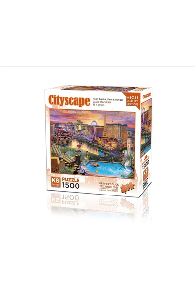 Ks Games Puzzle 1500 Parça Neon Capital Paris Las Vegas 22038 ürün görseli 1