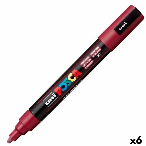 Uni-Ball Posca Markör Boyama Kalemi Su Bazlı 1.8-2.5 Su Bazlı Poster Markörü Ş. Kırmızı Pc-5M (6 Lı Paket) ürün görseli 1