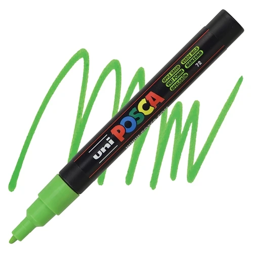 Uni-Ball Posca 0.9-1.3 Su Bazli Poster Boyama Kalemi Markörü Elma Yeşili Pc-3M (6 Lı Paket) ürün görseli 1