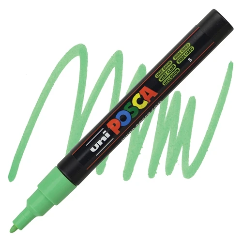 Uni-Ball Posca 0.9-1.3 Su Bazlı Poster Boyama Kalemi Markörü Açık Yeşil Pc-3M (6 Lı Paket) ürün görseli 1