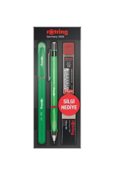 Rotring  Visuclick Versatil Kalem + Jel Tükenmez Kalem + Min + Silgi Okul Seti 0.7 Mm Yeşil Ro-vkj07 ürün görseli 1