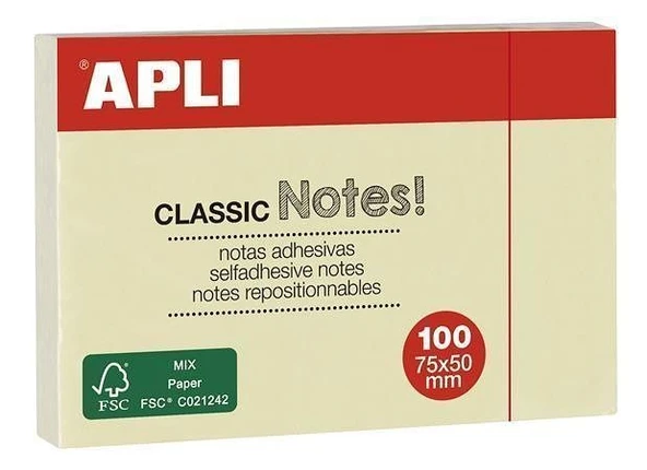Aplı Yapışkanlı Not Kağıdı 100 Yaprak 75X50 10971 (12 Li Paket) ürün görseli 1
