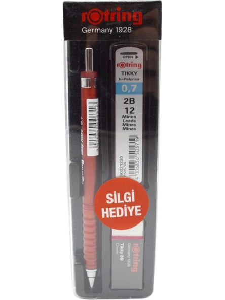 Rotring Okul Seti Versatil Kalem Tikky Retro 0.7+Min Silgi Hediyeli Kırmızı ürün görseli 1