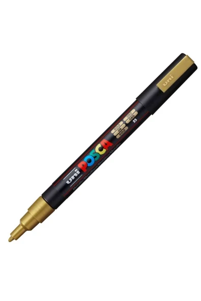 Uni-Ball Markör Boyama Kalemi Posca Su Bazlı Poster 0.9-1.3 Mm Altın Pc-3M (6 Lı Paket) ürün görseli 1