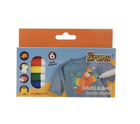 Brons Tekstil Kalemi Marker 6 Renk Set Br-1000 ürün görseli 1