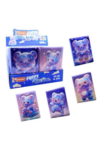 Mikro Not Defteri Puffy Cute Bear Pf-110 (Karışık Renk 1 Adet) ürün görseli 1