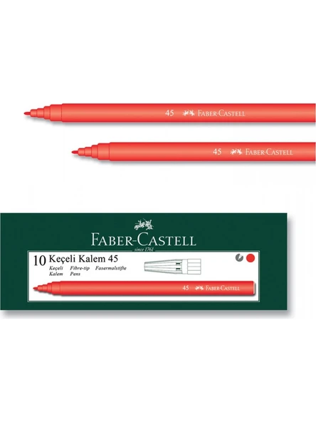 Faber-Castell Keçeli Kalem Kırmızı 5061 155003 (10 Lu Paket) ürün görseli 1