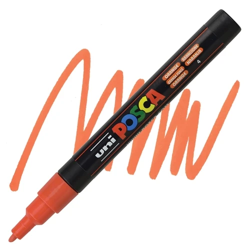 Uni-Ball Posca 0.9-1.3 Su Bazli Poster Boyama Kalemi Markörü Turuncu Pc-3M (6 Lı Paket) ürün görseli 1