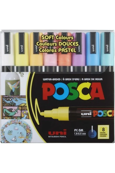 Uni-Ball Posca 1.8-2.5 Su Bazlı Poster Markör Kalemi Sotf 8 Renk Pc-5m/8c ürün görseli 1