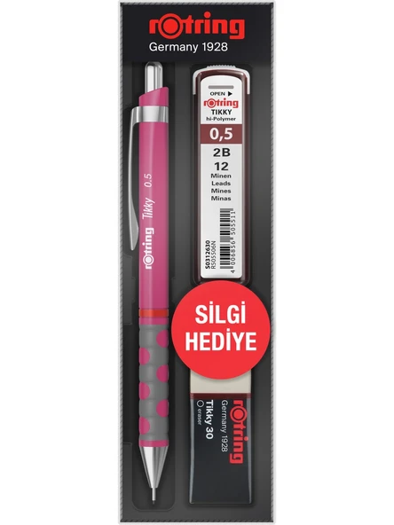 Rotring Okul Seti Tikky Rd 0.5+Min Silgi Hediyeli Ahududu Pembe ürün görseli 1