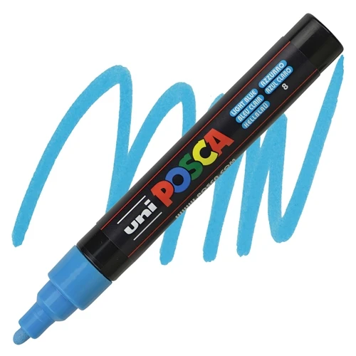 Uni-Ball Markör Boyama Kalemi Posca Su Bazlı Poster 1.8-2.5 Mm Açık Mavi Pc-5M (6 Lı Paket) ürün görseli 1