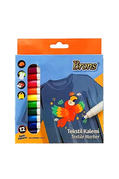 Brons Tekstil Kalemi Marker 12 Renk Set Br-1001 ürün görseli 1