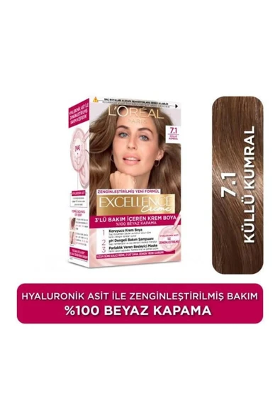 L'Oréal Paris Excellence Creme 7.1 Küllü Kumral Saç Boyası ürün görseli 1