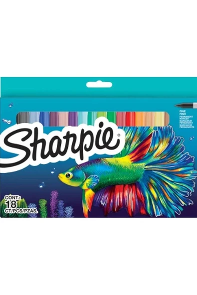 Sharpie Permanent Markör Kalem Fine 18 Renk Balık 2201230 ürün görseli 1