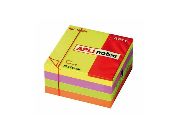 Aplı Yapışkanlı Not Kağıdı 4 Renk Funny 400 Yaprak 75X75 Neon Küp 10974 ürün görseli 1
