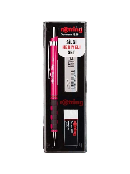 Rotring Okul Seti Tikky Rd Versatil Kalem 0.7+Min Silgi Hediyeli Ahududu Pembe ürün görseli 1