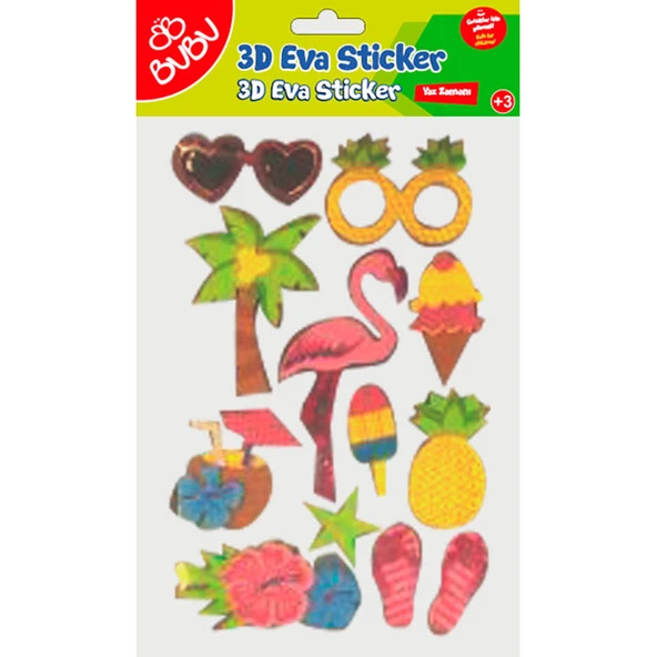 Bu-Bu 3D Eva Simli Sticker Yaz Zamanı sts046 (Karışık Model 1 Adet) ürün görseli 1