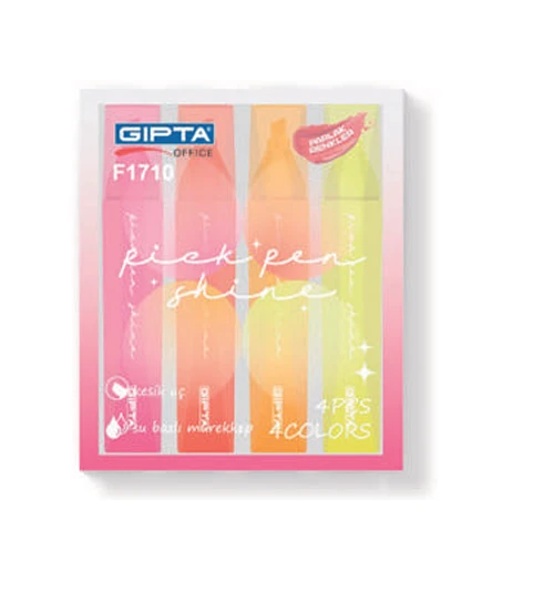 Gıpta Fosforlu Kalem Pickpen Shine 4 Renk Set Koyu Renk F1710 ürün görseli 1