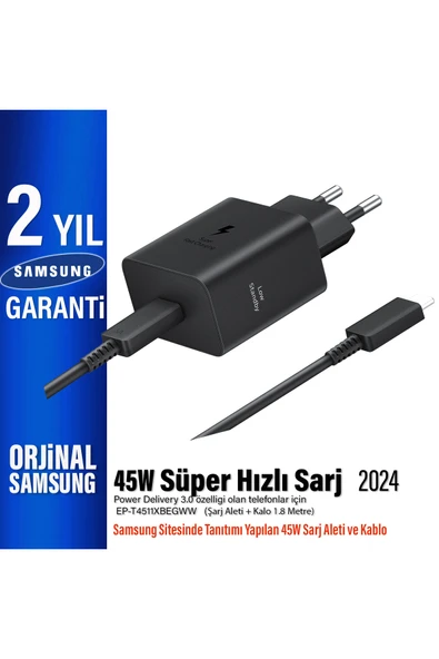 Samsung Galaxy A56 5G - A36 5G Süper Hızlı Şarj Aleti 45W (Orjinal Samsung Türkiye Garantili) ürün görseli 1