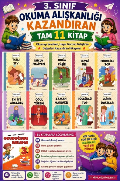 3. Sınıf Okuma Alışkanlığı Kazandıran Okumayı Sevdiren Tam 11 Kitap -3 ürün görseli 1