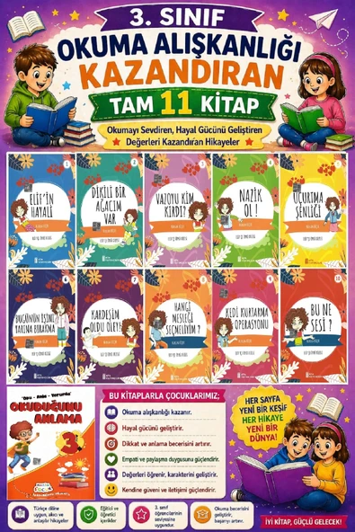 3. Sınıf Okuma Alışkanlığı Kazandıran Okumayı Sevdiren Tam 11 Kitap -6 ürün görseli 1