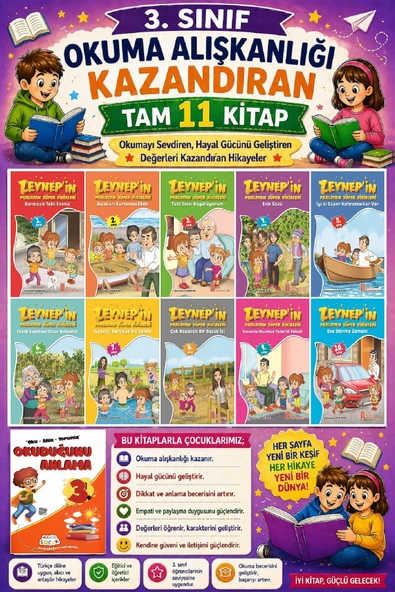 3. Sınıf Okuma Alışkanlığı Kazandıran Okumayı Sevdiren Tam 11 Kitap -2 ürün görseli 1