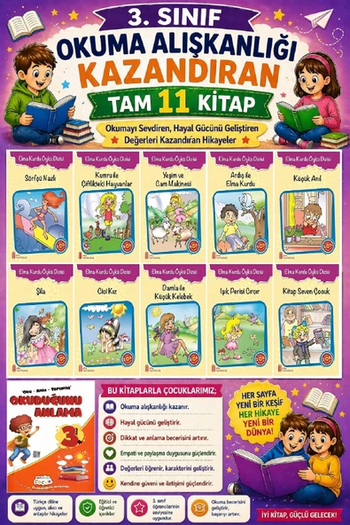 3. Sınıf Okuma Alışkanlığı Kazandıran Okumayı Sevdiren Tam 11 Kitap -7 ürün görseli 1