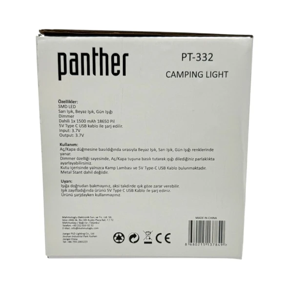 Panther PT-332 USB Şarjlı Kamp Lambası - Resim 8