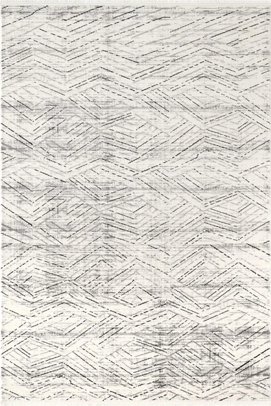 Look Black LB002G Krem Halı Dekoratif Çizgili Modern Desen Akrilik Yumuşak Tozuaz Salon Halısı 200 X 290 KREM ürün görseli 1