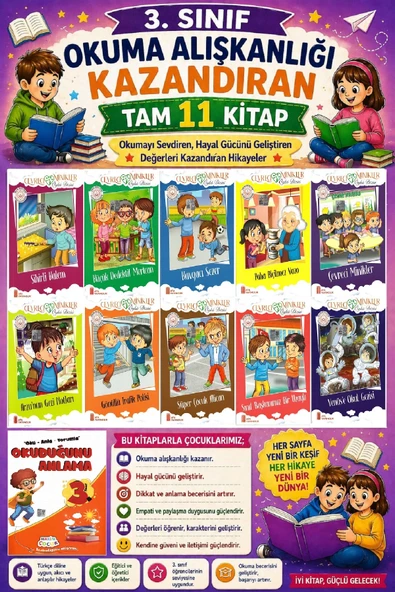 3. Sınıf Okuma Alışkanlığı Kazandıran Okumayı Sevdiren Tam 11 Kitap -11 ürün görseli 1