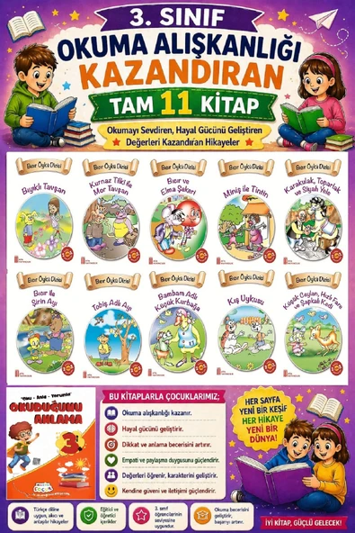 3. Sınıf Okuma Alışkanlığı Kazandıran Okumayı Sevdiren Tam 11 Kitap -10 ürün görseli 1