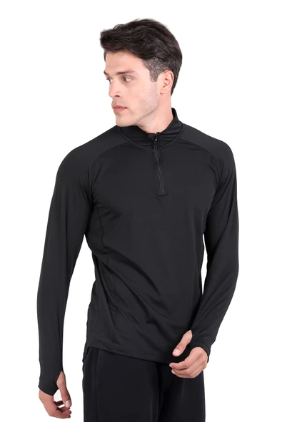 Thermoform Extreme Erkek Uzun Kol Yarım Fermuar Termal Sweatshirt Heat Siyah ürün görseli 1