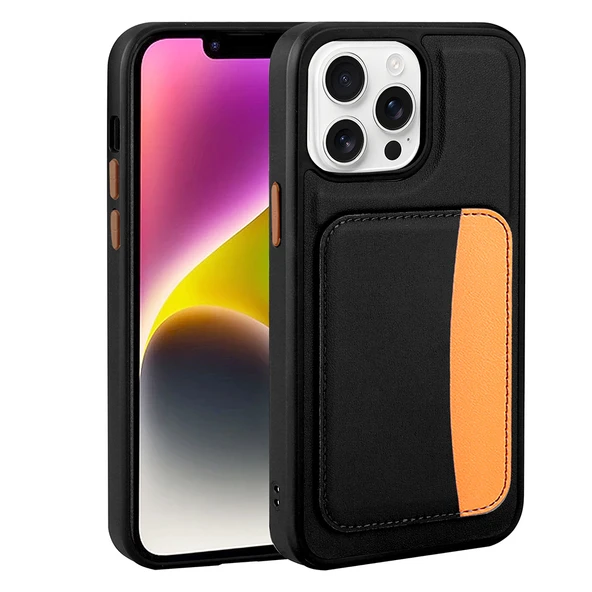 iPhone 16 Pro Max Kılıf Kartlıklı X-Kart Deri Görünümlü High Quality Silikon Kapak ürün görseli 1