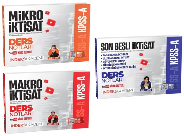 İndeks Akademi 2026 KPSS A Grubu Mikro + Makro + İktisat Son Beşli Video Ders Notları 3 lü Set İndeks Akademi Yayıncılık ürün görseli 1