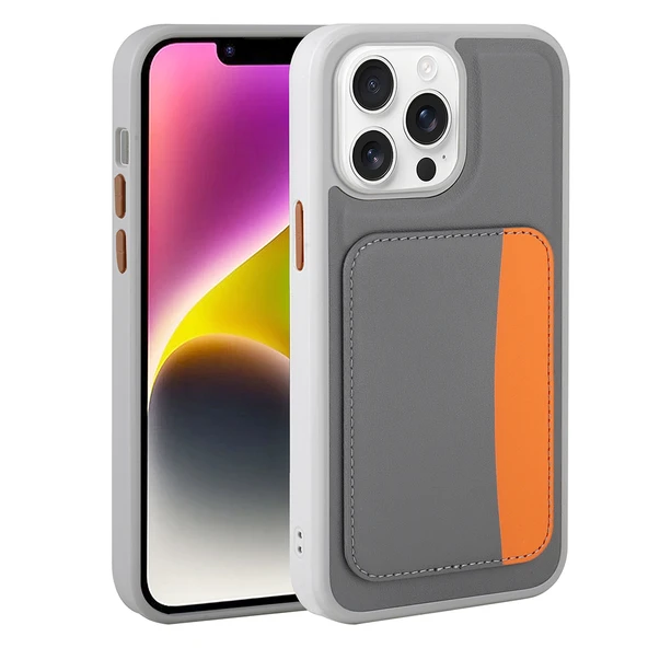 iPhone 16 Pro Kılıf Kartlıklı X-Kart Deri Görünümlü High Quality Silikon Kapak ürün görseli 1