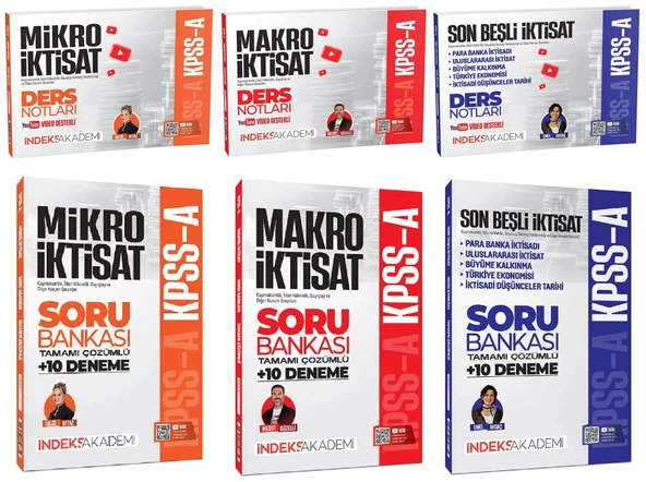 İndeks Akademi 2026 KPSS A Grubu Mikro + Makro + İktisat Son Beşli Video Ders Notları + Soru Bankası 6 lı Set İndeks Akademi Yayıncılık ürün görseli 1