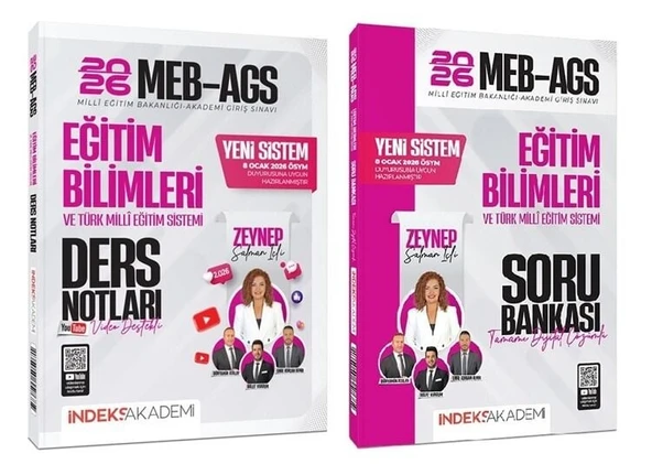 YENİ AGS SİSTEMİ - İndeks Akademi 2026 MEB-AGS Eğitim Bilimleri Video Ders Notları + Soru Bankası 2 li Set - Zeynep Salman İçli İndeks Akademi Yayıncılık ürün görseli 1