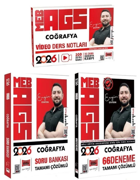 Yargı 2026 MEB-AGS Coğrafya Video Ders Notları + Soru Bankası + 66 Deneme 3 lü Set - Engin Eraydın Yargı Yayınları ürün görseli 1