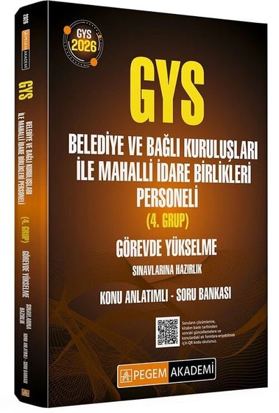 Pegem 2026 GYS Belediye ve Bağlı Kuruluşları ile Mahalli İdare Birlikleri 4. Grup Konu Anlatımlı Soru Bankası Görevde Yükselme Pegem Akademi Yayınları ürün görseli 1