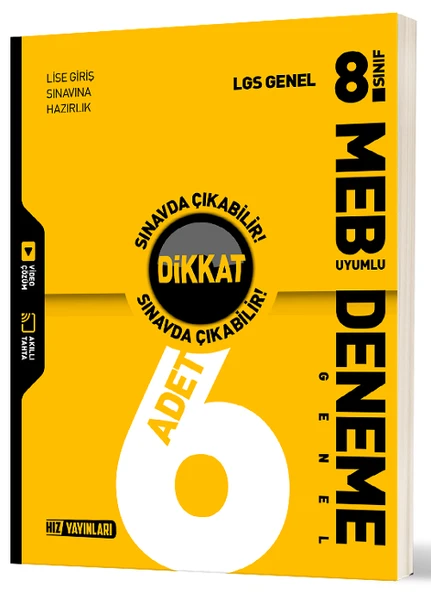 Hız Yayınları 8. Sınıf LGS Tüm Dersler Dikkat Sınavda Çıkabilir 6 Deneme Hız Yayınları ürün görseli 1