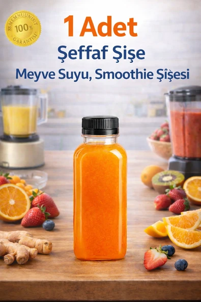 1 Adet 250 ml Şeffaf Meyve Suyu Şişesi | Smoothie & Zencefil Shot Şişesi BPA Free ürün görseli 1