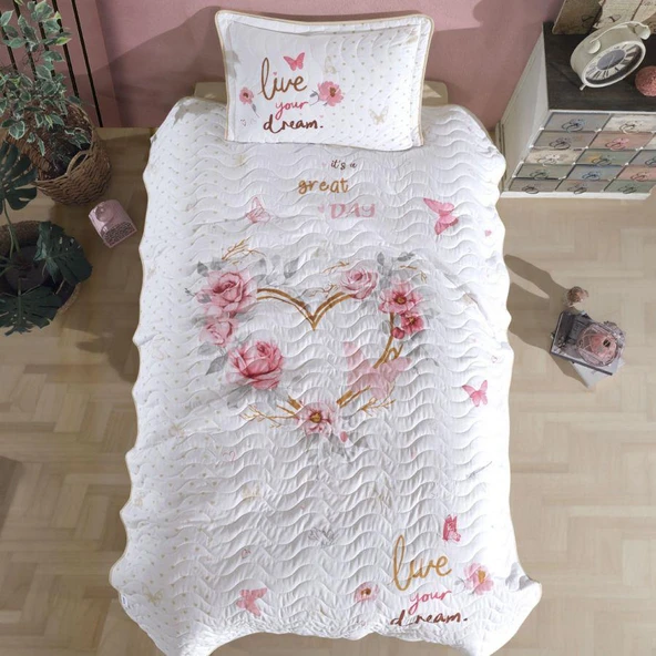 Clasy %100 Pamuk Tek Kişilik Yatak Örtüsü Dream V1 Bej ürün görseli 1