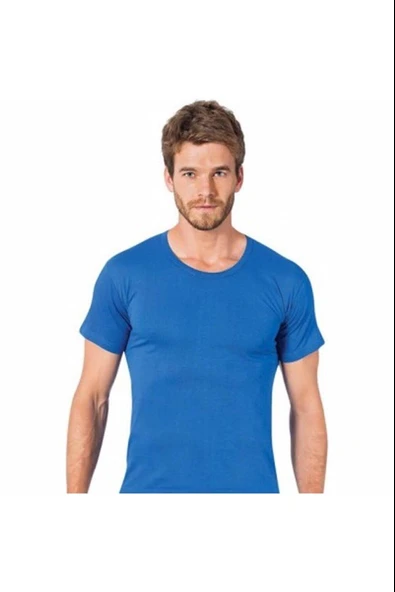 Seher Yıldızı Erkek Renkli Penye Bisiklet Yaka Fanila Atlet 002 - 6 Adet  2XL Saks Mavi ürün görseli 1