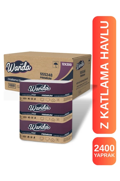 Wanda Soft Premium Z Katlama Kağıt Havlu 21x24 | 2400 Yaprak | Dayanıklı & Dispenser Uyumlu ürün görseli 1