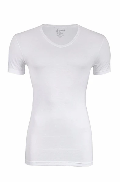 Yıldız Erkek Modal Pamuk V Yaka Fanila T-Shirt  Beyaz S ürün görseli 1