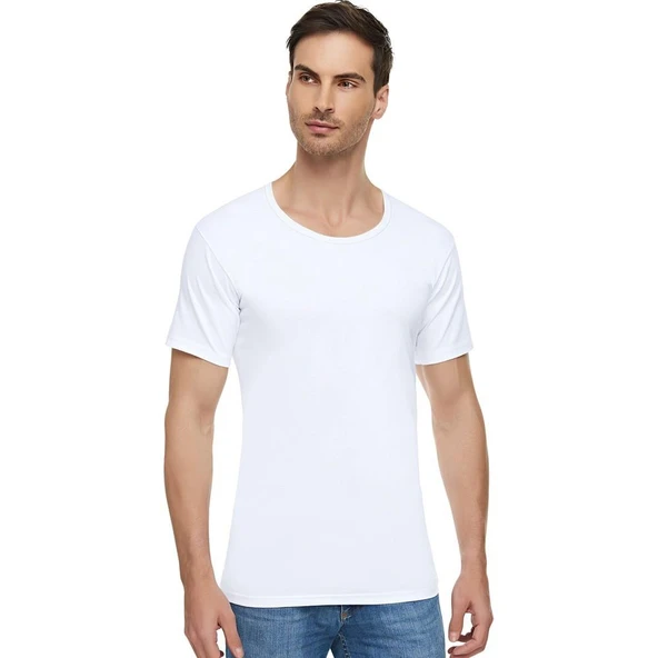 3'Lü TUTKU ELİT 1002 Bisiklet Yaka Erkek Fanila  Beyaz 2XL ürün görseli 1