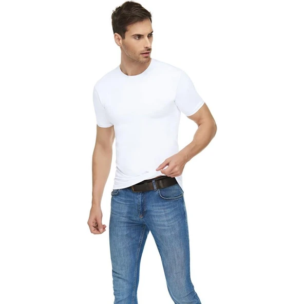 6'Lı TUTKU Elit Elastan Sıfır Yaka Fanila 1301  Beyaz 2XL ürün görseli 1