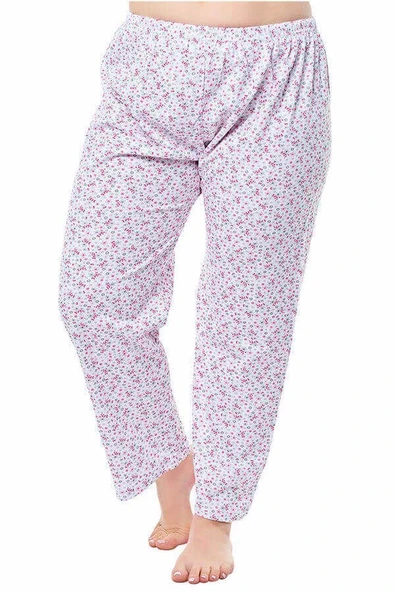 6 Adet Bayan Tek Alt Pijama Çiçek Desenli KIŞLIK Battal Boy  4XL Karışık Renk ürün görseli 1